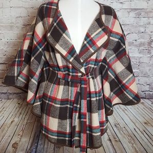 Plaid Wrap Style Poncho/Coat